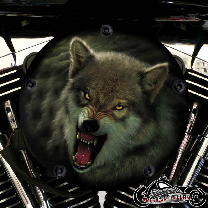 Harley Davidson High Flow Air Cleaner Cover - Snarling Wolf
